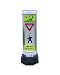 Step-N-Lock Vertical Panel- 28# Base- "State Law - Stop for Pedestrians with Crosswalk"- 1 Side